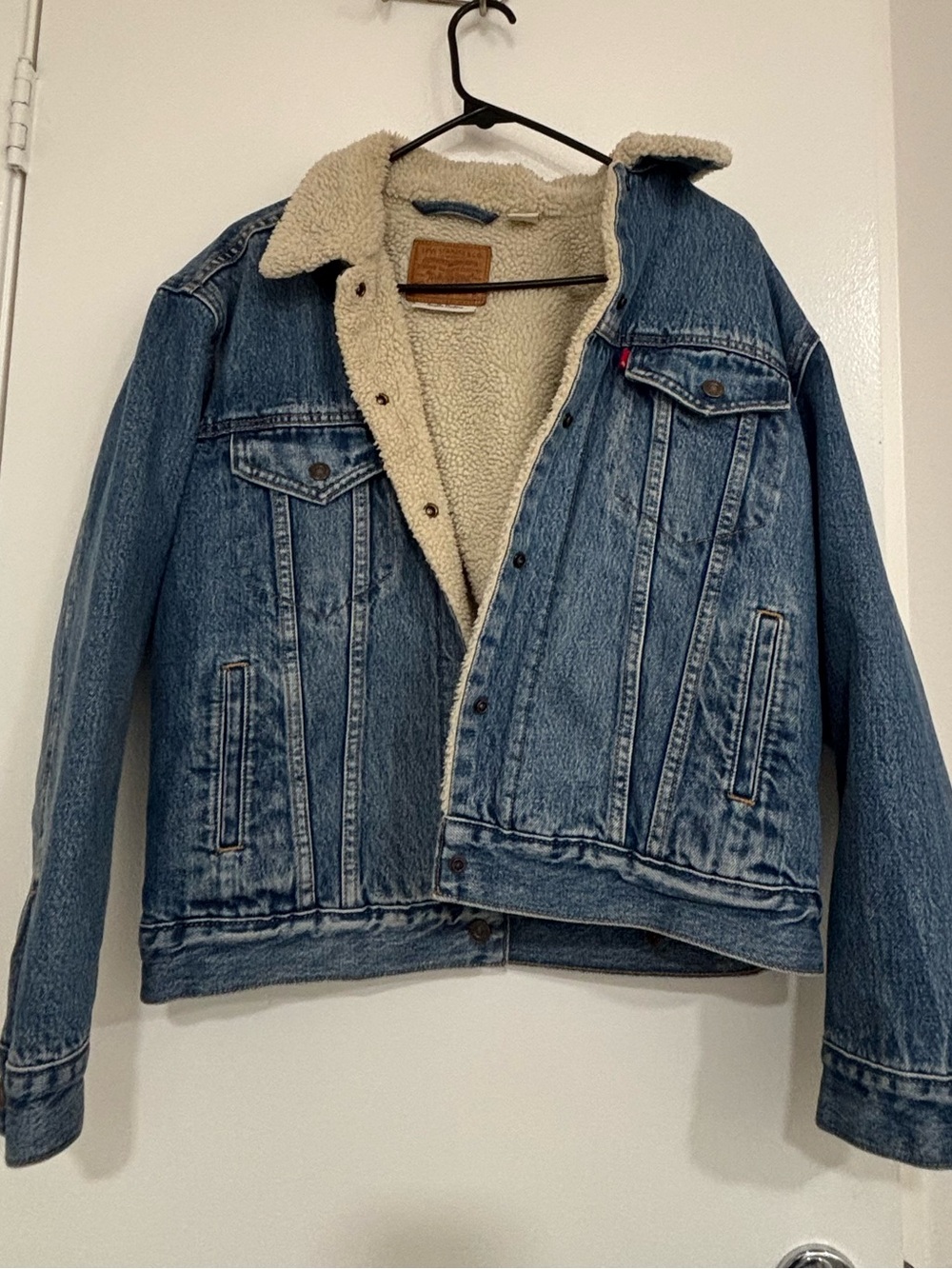 Levi's Sherpa Jacket - Cream Faux Shearling with Denim Accents